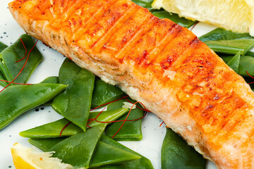 Grilled salmon fish fillet