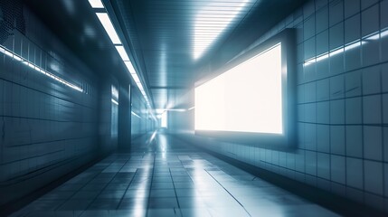 Indoor outdoor city light mall shop template Blank billboard mock up in a subway station underground interior Urban light box inside advertisement metro airport vertical : Generative AI