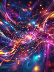 Cosmic energy. Bright neon background.