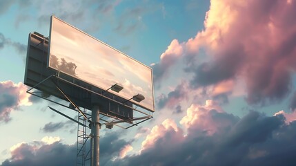 Portrait billboard for advertising at big cloud sky background : Generative AI