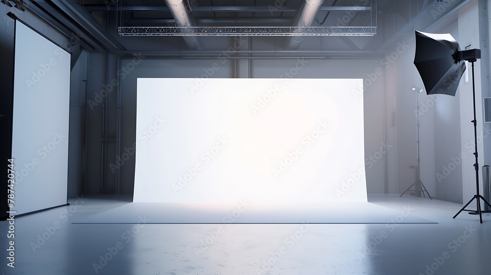 Aufkleber spacious long advertising poster with white empty place for mock up information front view : Generative AI