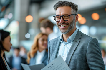Fototapeta premium Professional Man in Suit Holding Paper