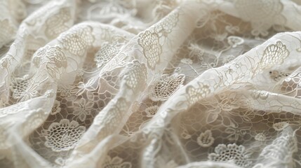 Macro view of texture of a white lace cloth
