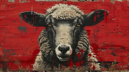 A striking visual metaphor featuring a wolf disguised as a sheep, creatively illustrating the famous idiom,Expressionist urban scenes - obrazy, fototapety, plakaty