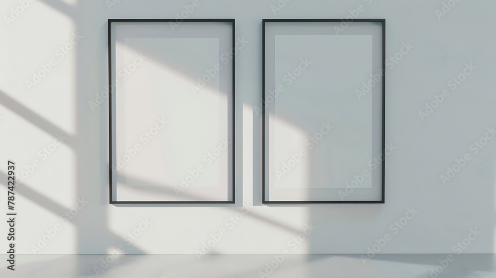 Poster two blank frame billboard mockup : generative ai