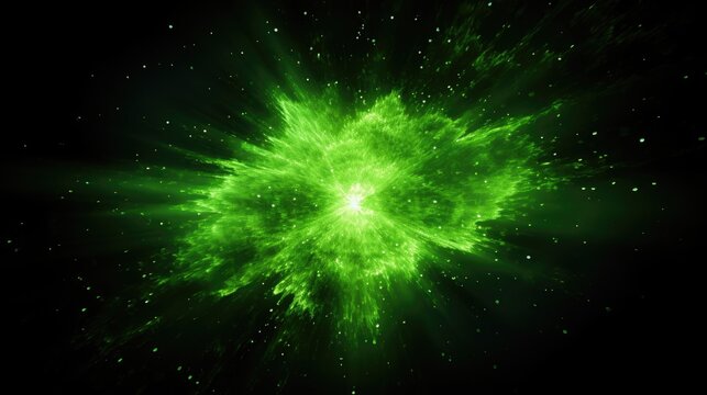Vivid Green Energy Explosion in Space Illustration