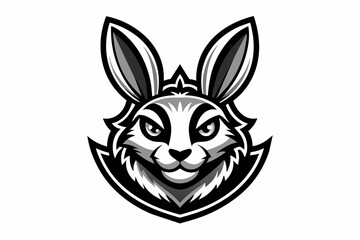 Rabbit mascot logo vector with solid black and white