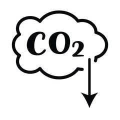 The icon of carbon dioxide. Reduce co2 gas icon set. carbon reduction cloud sign. CO2. Carbon dioxide emissions. Simple linear vector. isolated on a white background. epa10