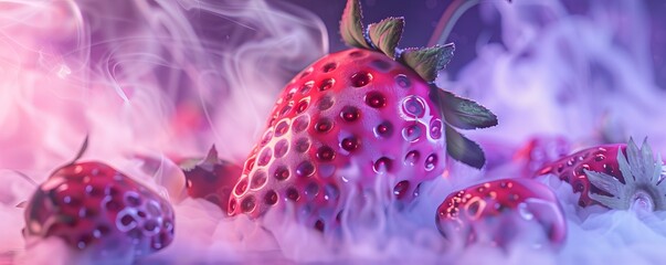 Fototapeta premium Strawberry neon background.