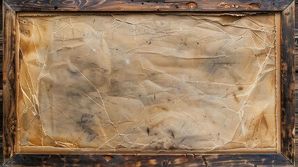 A wooden frame with a white background. The frame is made of dark wood and has a distressed look.