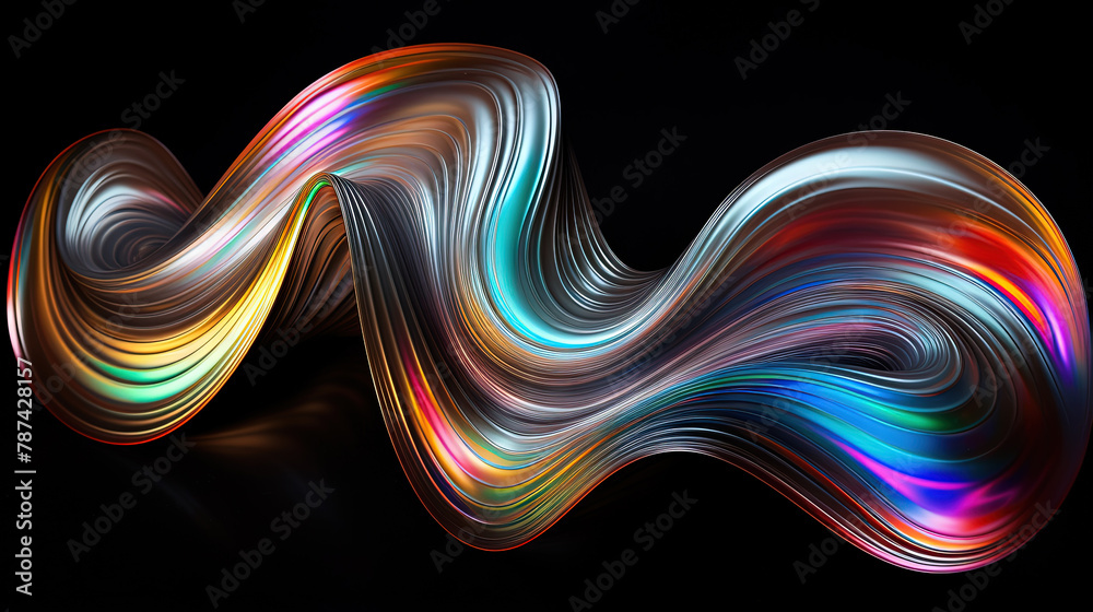 Poster Vibrant abstract waveform with fluid motion and colorful gradients.