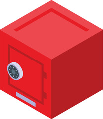 Red money safe box icon isometric vector. Finance protection. Monetary central