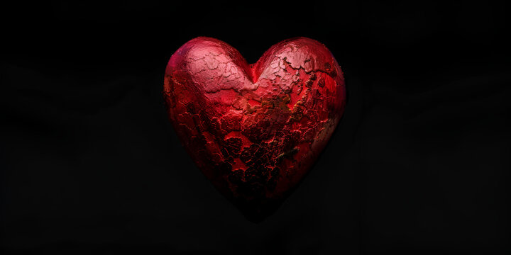 Red heart on black background, health care, donate and family insurance concept,world heart day, world health day, CSR responsibility, adoption foster.