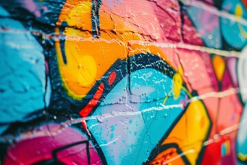 Close-up of vibrant street graffiti