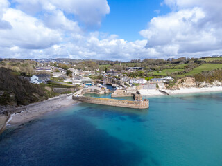 Charlestown harbour from the air cornwall uk 