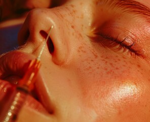 Fototapeta premium cosmetic facial injection.
