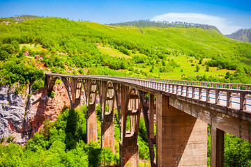 Tara river bridge near Zabljak, Montenegro - obrazy, fototapety, plakaty