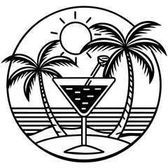 illustration of a glass of fresh cocktail drink to enjoy summer. suitable for t-shirt designs. like vector design