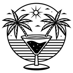 illustration of a glass of fresh cocktail drink to enjoy summer. suitable for t-shirt designs. like vector design