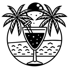 illustration of a glass of fresh cocktail drink to enjoy summer. suitable for t-shirt designs. like vector design