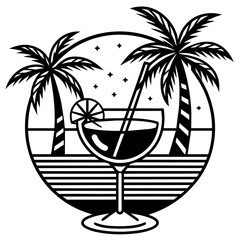 illustration of a glass of fresh cocktail drink to enjoy summer. suitable for t-shirt designs. like vector design
