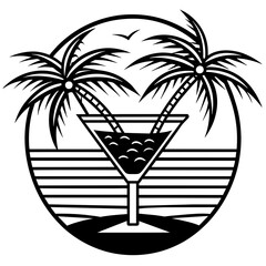 illustration of a glass of fresh cocktail drink to enjoy summer. suitable for t-shirt designs. like vector design