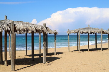 Sandy beach on the shores of the Mediterranean Sea in northern Israel.