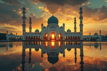 Sunrise view of Uniten Mosque, mosque architecture islam sky religion dome - obrazy, fototapety, plakaty