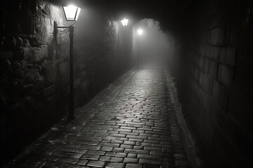 street dark old city light alley architecture urban night road wall sidewalk black