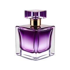Lavish purple cube perfume bottle with a velvet touch, Transparent Background, PNG Format