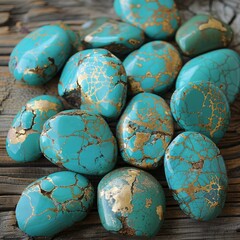 smooth blue pebbles.