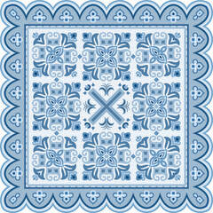 Vector abstract decorative ethnic ornamental illustration. Monochrome square carpet