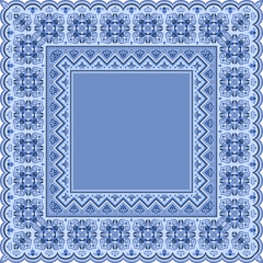 Vector abstract decorative ethnic ornamental border illustration. Monochrome carpet frame