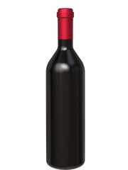 3D Red wine bottle rendering for mockup 
