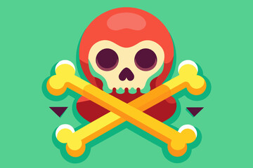 Crossbones and skull death flat vector icon for apps and games