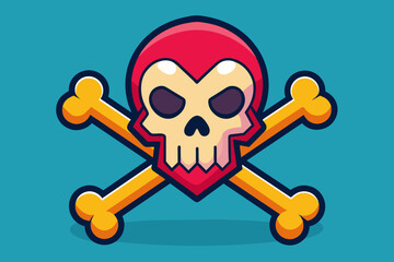 Crossbones and skull death flat vector icon for apps and games