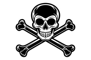 Crossbones and skull death flat vector icon for apps and games