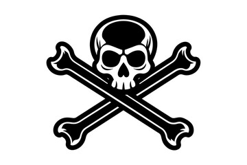 Crossbones and skull death flat vector icon for apps and games