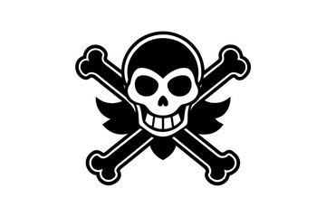 Crossbones and skull death flat vector icon for apps and games