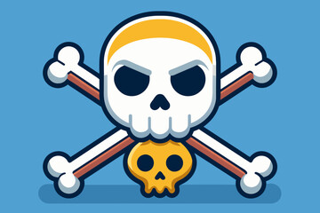 Crossbones and skull death flat vector icon for apps and games