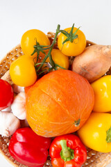 Basket, Bowl of colourful fruit and vegetables