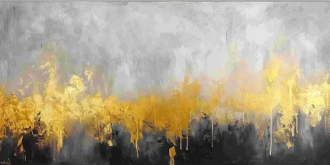 Fotobehang The abstract picture of the gold, grey and black colour that has been painted or splashed on the white blank background wallpaper to form random shape that cannot be describe yet beautiful. AIGX01. © Summit Art Creations