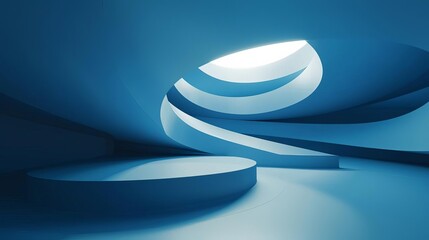 abstract blue geometric shapes composition modern 3d render design futuristic digital art background