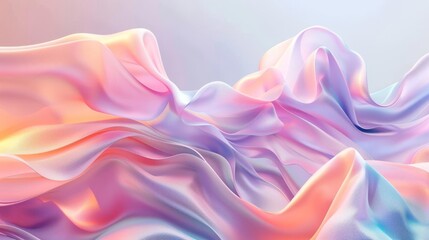 abstract fluid gradient wave shape in glossy pastel colors smooth 3d rendering for modern design background