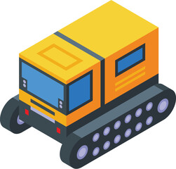 Arctic exploration vehicle icon isometric vector. Winter expedition. North pole post