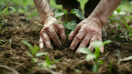 A pair of hands tenderly planting a sapling, nurturing it with love and hope for the future