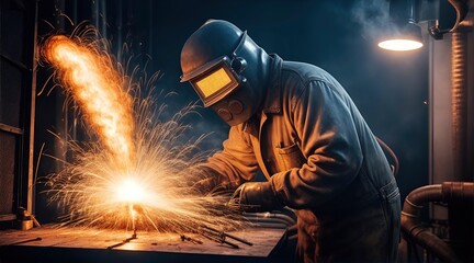 a welder at the factory at work