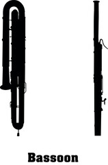 Bassoon Vector Musical Instrument Silhouette Set