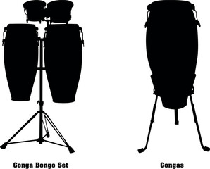 Congas Vector Musical Instrument Silhouette Set