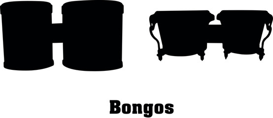 Bongos Vector Musical Instrument Silhouette Set